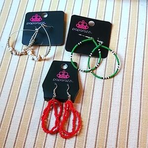 Beaded earrings,  2 in. hoop